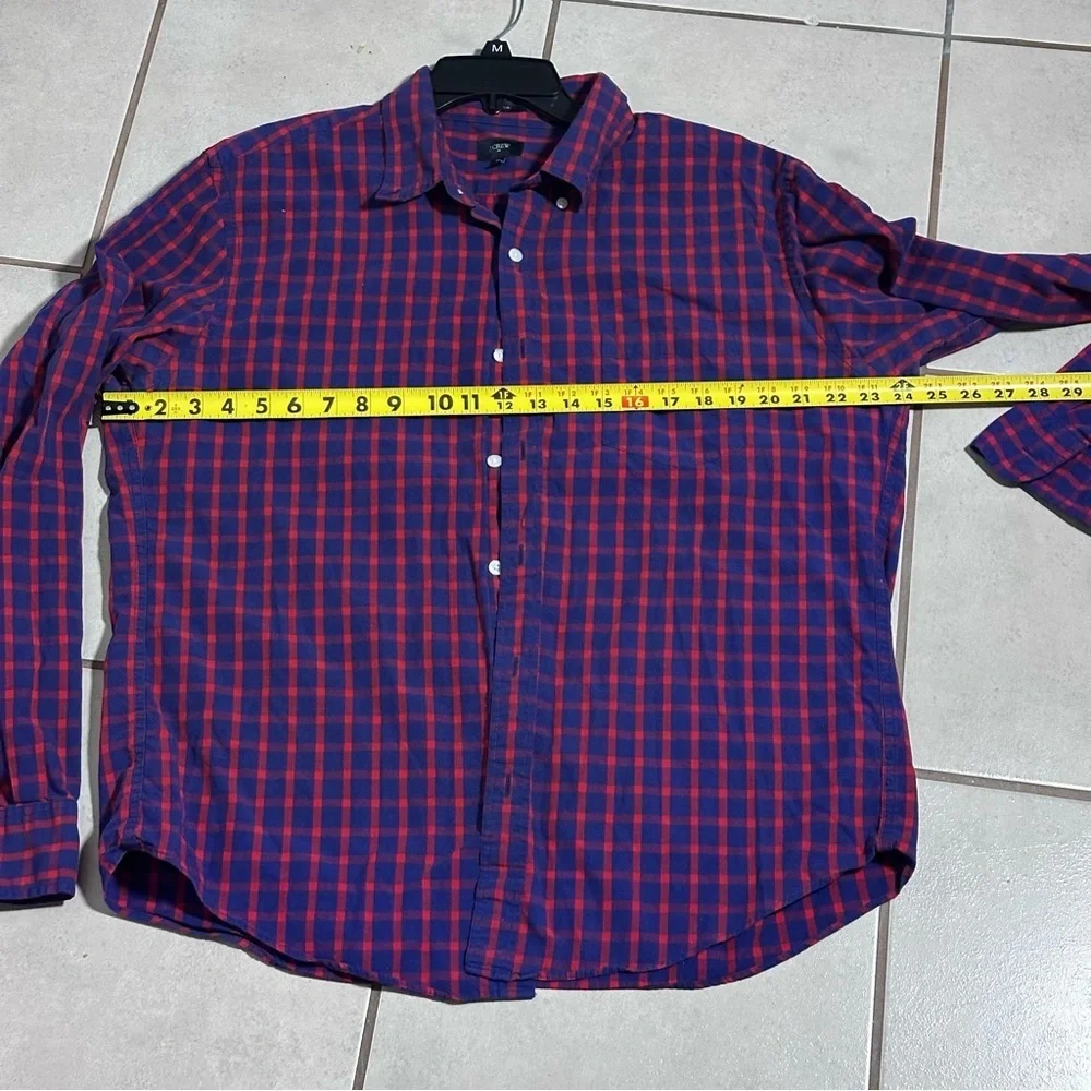 J. Crew Men Slim Fit‎ Button Down Navy/Red Plaid Casual Shirt size XL